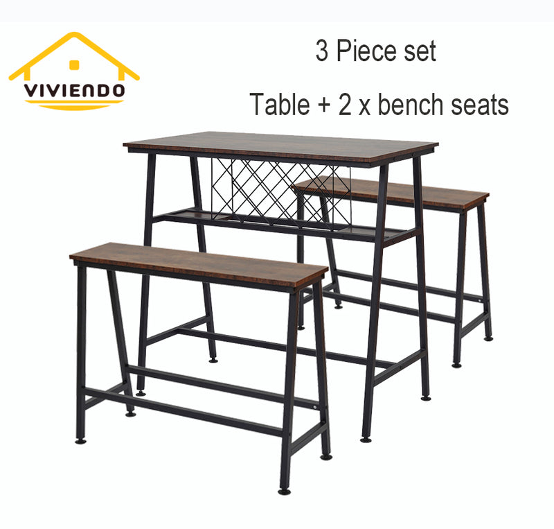 Viviendo Bench Seating Dining Table Bar Table Dining Set Industrial Style