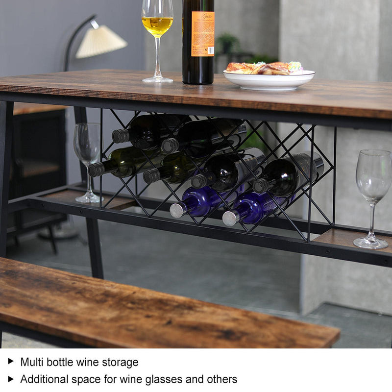 Viviendo 3 Piece Bench Seating, Dining Table, Bar Table Industrial Style - 1 x TABLE + 2 x BENCH SEAT