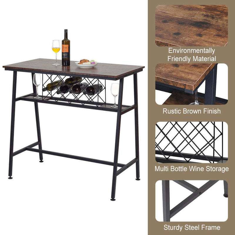 Viviendo 3 Piece Bench Seating, Dining Table, Bar Table Industrial Style - 1 x TABLE + 2 x BENCH SEAT