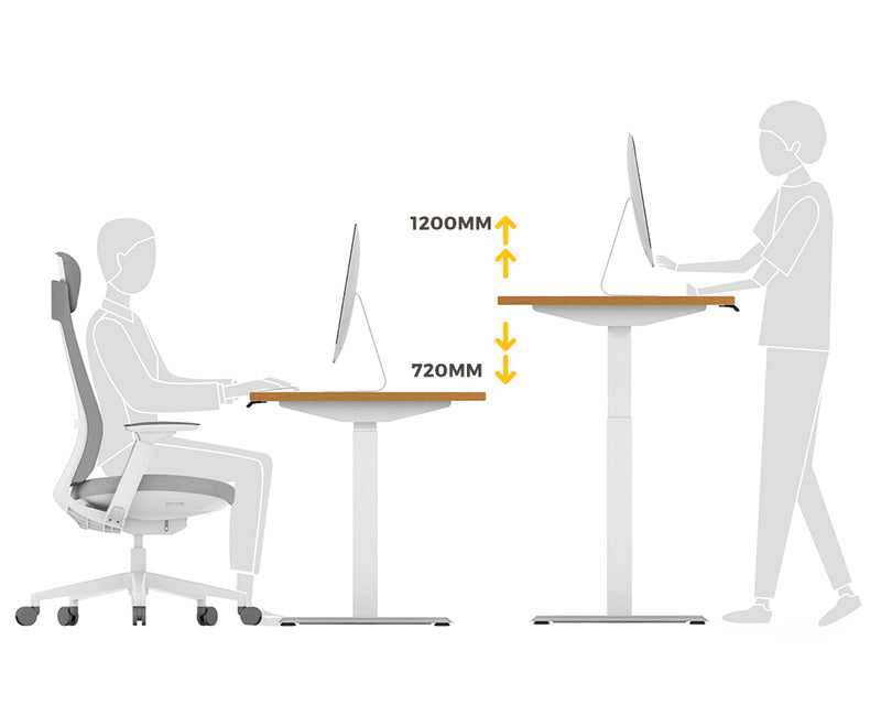 Viviendo Electric Standing Desk Dual Motorised Height Adjustable Sit Stand Workstation 1.2m Oak Colour - Black Base