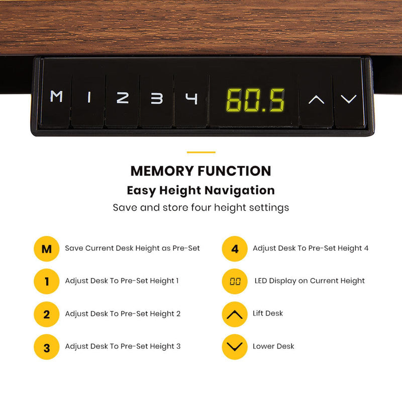 Viviendo Dual Motorised Standing Desk Electric Height Adjustable Sit Stand Workstation 1.2m Walnut Colour - White Base