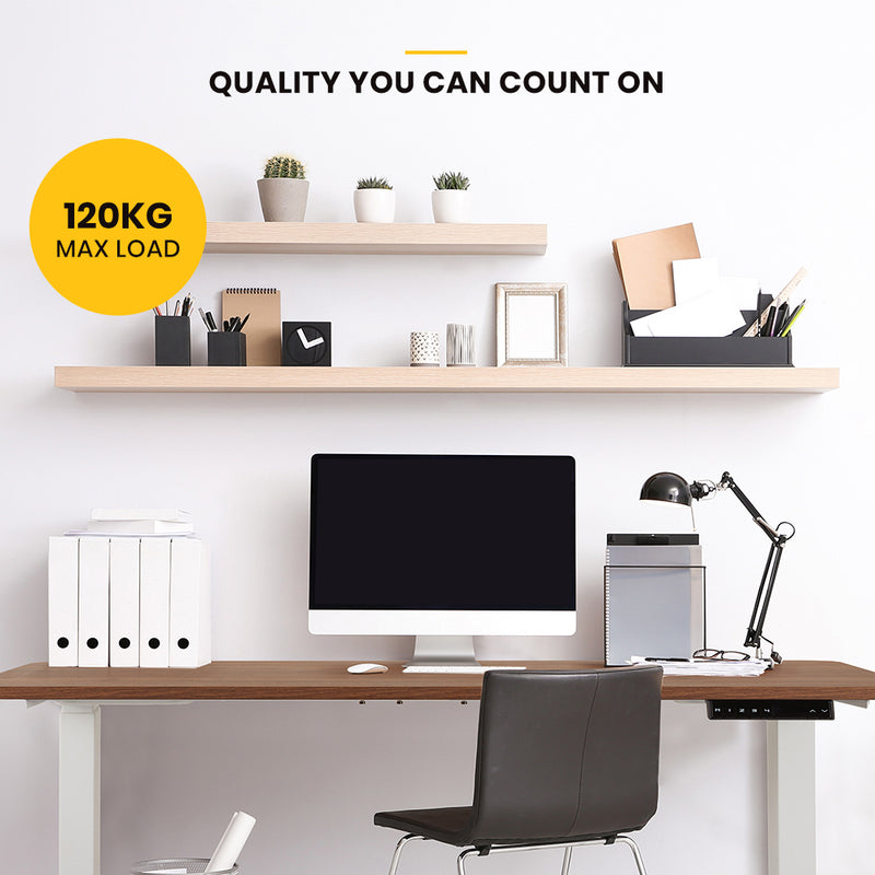 Viviendo Electric Standing Desk Dual Motorised Height Adjustable Sit Stand Workstation 1.2m Oak Colour - Black Base