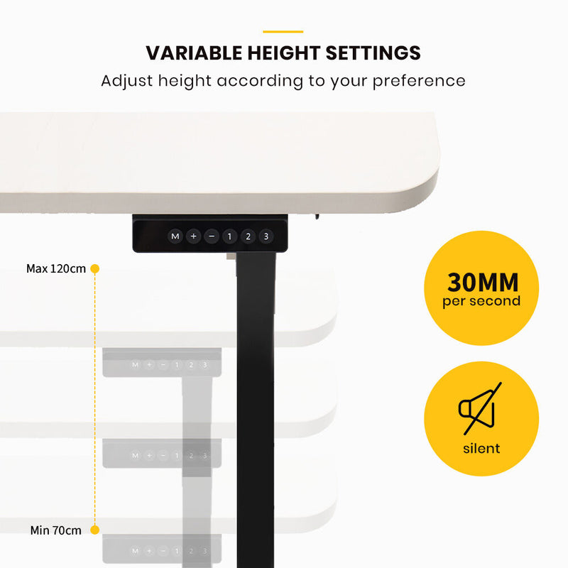 Viviendo Electric Standing Desk Dual Motorised Height Adjustable Sit Stand Workstation 1.2m Oak Colour - Black Base