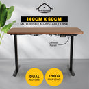 Viviendo Electric Standing Desk Dual Motorised Height Adjustable Sit Stand Workstation 1.4m Walnut Colour - Black Base
