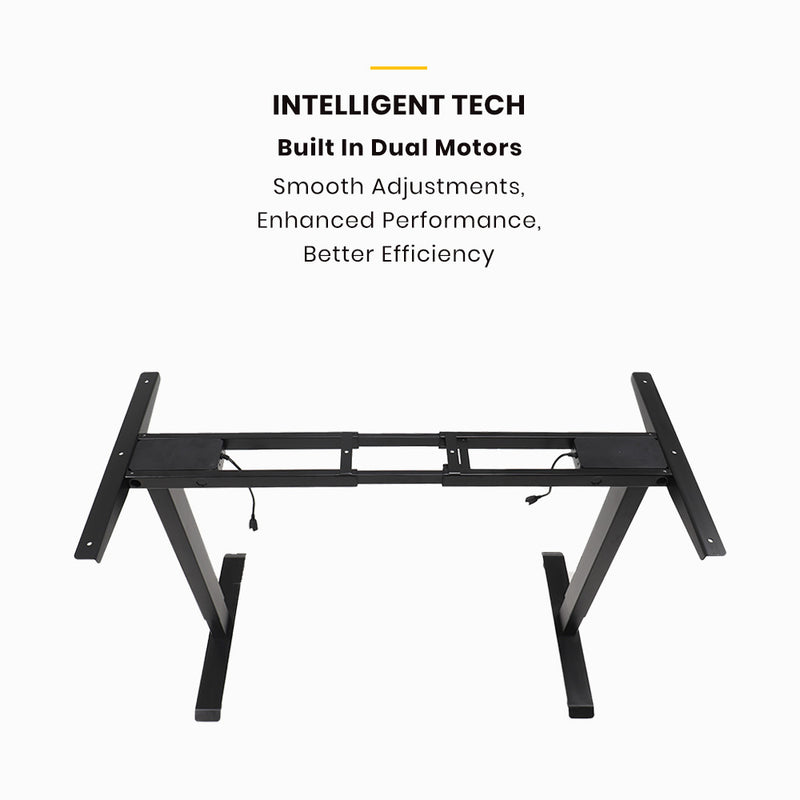 Viviendo Electric Standing Desk Dual Motorised Height Adjustable Sit Stand Workstation 1.4m Walnut Colour - Black Base
