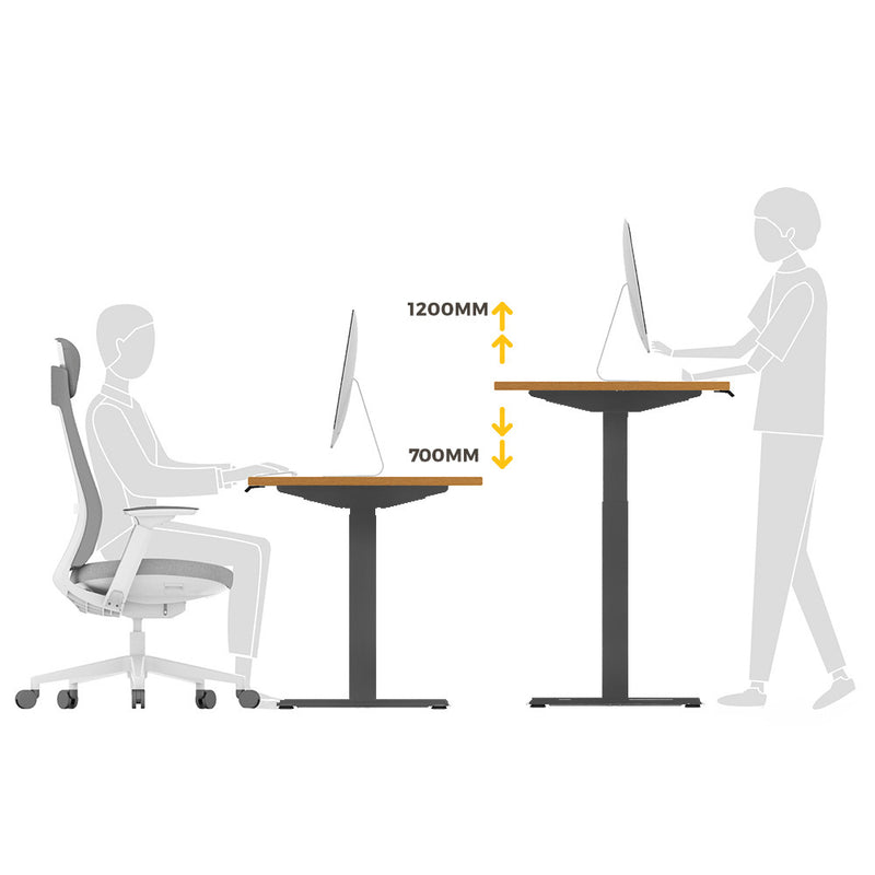 Viviendo Electric Standing Desk Dual Motorised Height Adjustable Sit Stand Workstation 1.4m Walnut Colour - Black Base