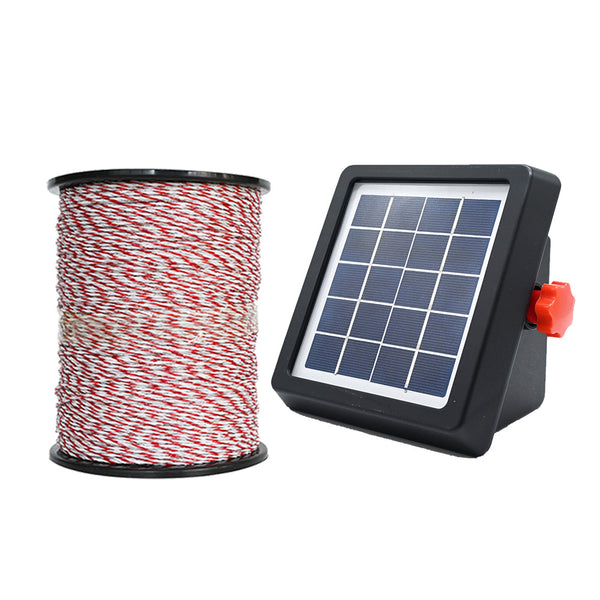 HORTIKRAFT 2.5-4KM All-in-one Solar Fence Energizer 500m Poly Rope for Livestock