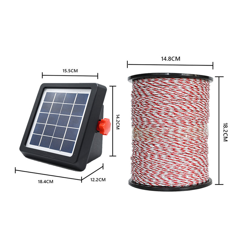 HORTIKRAFT 2.5-4KM All-in-one Solar Fence Energizer 500m Poly Rope for Livestock