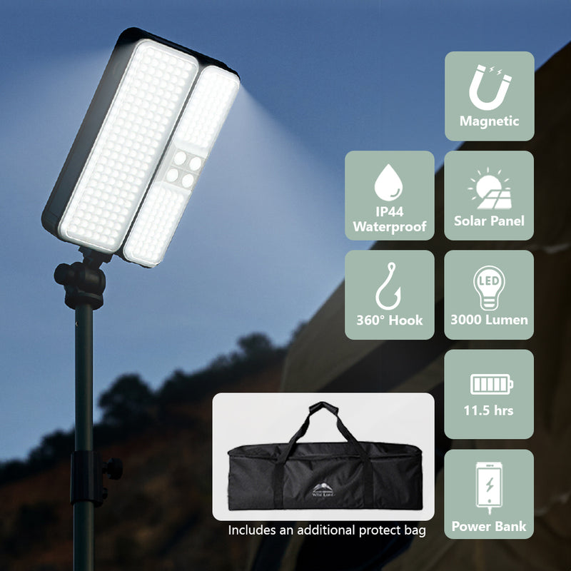 WILDLAND Solar Rechargable Work Light Portable LED Outdoor Waterproof Tripod