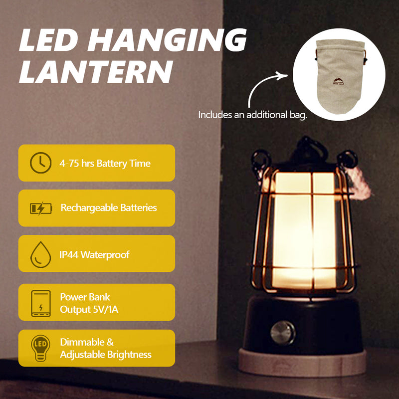 WILDLAND Outdoor Hanging Lantern Waterproof LED Light Rope Handle Camping Garden