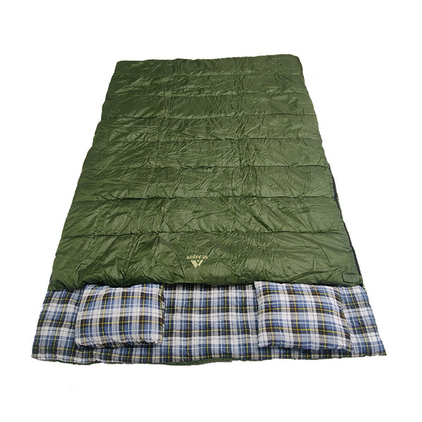 Mt Aspire Sleeping Bag Double Camping Hiking Winter Thermal -10C Army Green