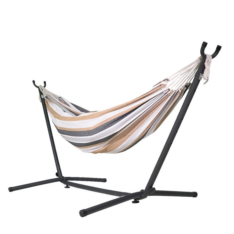 MT ASPIRE Hanging Hammock Bed with Stand Outdoor Swing Hammocks Camping 200kg Brown