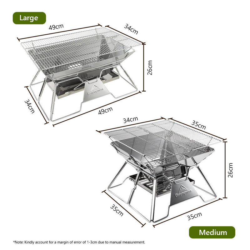 CAMPINGMOON Stove Fire Pit BBQ Grill Portable Camping Outdoor Stainless Steel MT-3 MT-2