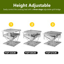 CAMPINGMOON Stove Fire Pit BBQ Grill Adjustable Camping Stainless Steel Medium MT-035