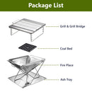CAMPINGMOON Stove Fire Pit BBQ Grill Adjustable Camping Stainless Steel Medium MT-035