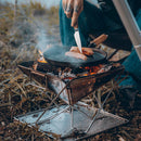 CAMPINGMOON Stove Fire Pit BBQ Grill Adjustable Camping Stainless Steel Medium MT-035