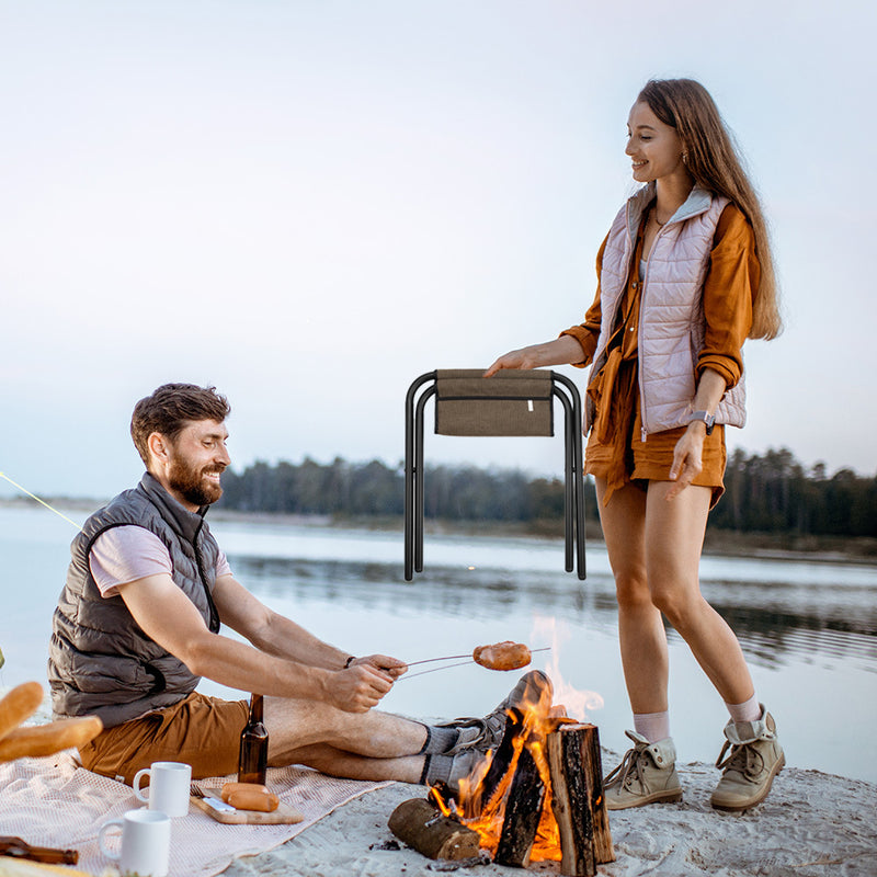 Campingmoon Folding Camping Chair Set of 2 Outdoor Fishing Ultralight Portable Stool F35-2 - Grey