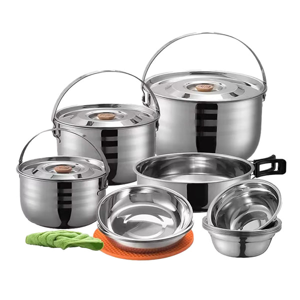 Campingmoon 16PCS Camping Cookware Set Outdoor Hiking Cooking Pan Pot Picnic