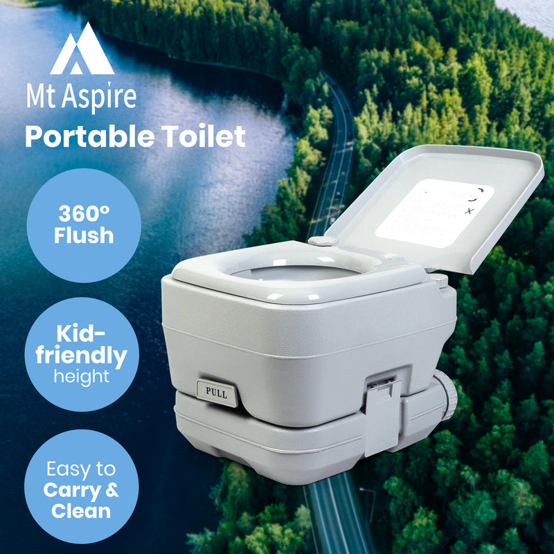 Mt Aspire 10L Portable Toilet Flushable Outdoor Camping Potty Bucket Caravan Travel Boating