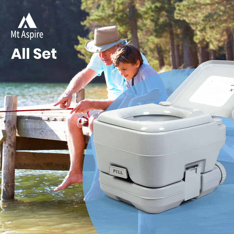 Mt Aspire 10L Portable Toilet Flushable Outdoor Camping Potty Bucket Caravan Travel Boating