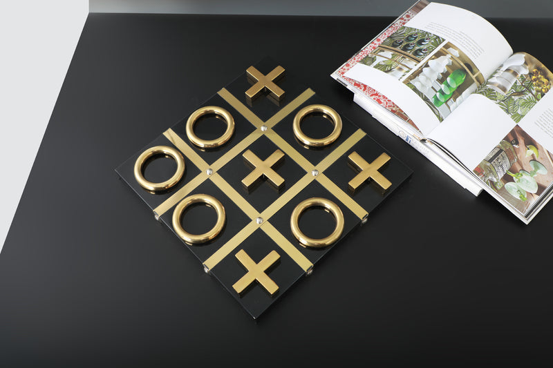 Premium Tic Tac Toe Noughts and Crosses board - Gold & White