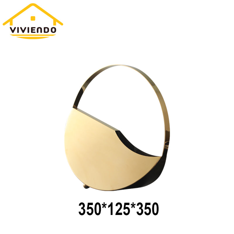 Viviendo Golden Circle Designer Flower Vase in Stainless Steel Art Decorative Desktop