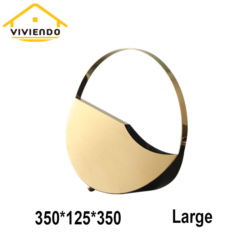 Viviendo Golden Circle Designer Flower Vase in Stainless Steel Art Decorative Desktop