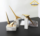 Viviendo Iconic Avian Plinth Art Sculpture in Marble & Stainless steel - Small