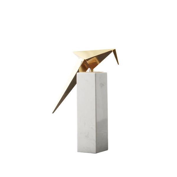 Viviendo Iconic Avian Plinth Art Sculpture in Marble & Stainless steel - Large