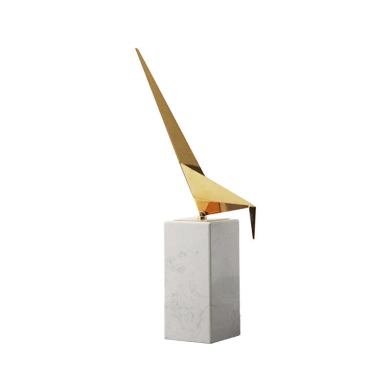 Viviendo Iconic Avian Plinth Art Sculpture in Marble & Stainless steel