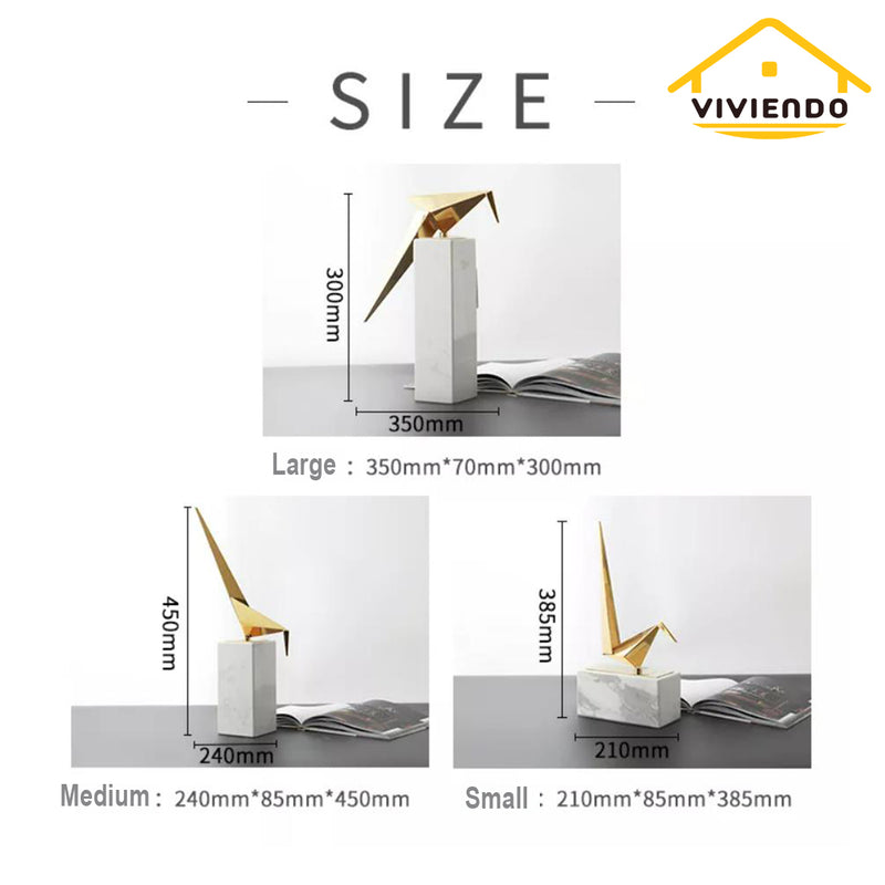 Viviendo Iconic Avian Plinth Art Sculpture in Marble & Stainless steel - Small