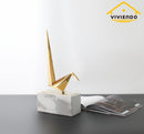 Viviendo Iconic Avian Plinth Art Sculpture in Marble & Stainless steel - Small