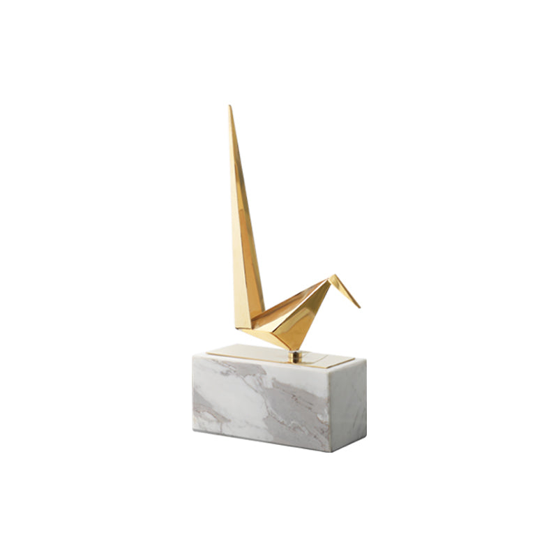 Viviendo Iconic Avian Plinth Art Sculpture in Marble & Stainless steel - Small