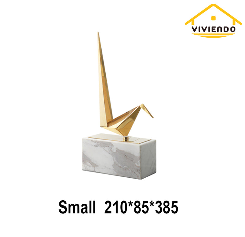 Viviendo Iconic Avian Plinth Art Sculpture in Marble & Stainless steel - Small