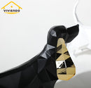 Viviendo Resin Pixel Dog Abstract Art Sculpture Canine figurine sculpture - Black & Gold