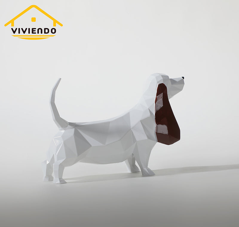 Viviendo Resin Pixel Dog Abstract Art Sculpture Canine figurine sculpture - White and Brown