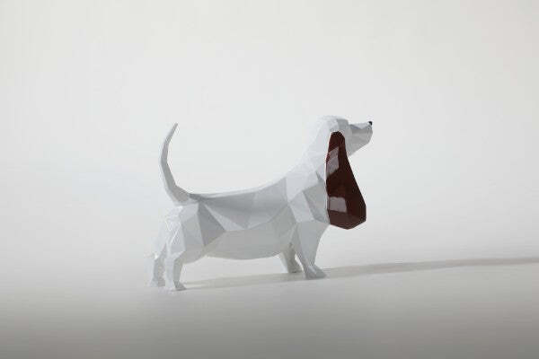 Viviendo Resin Pixel Dog Abstract Art Sculpture Canine figurine sculpture - White and Brown