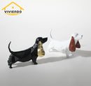 Viviendo Resin Pixel Dog Abstract Art Sculpture Canine figurine sculpture - White and Brown