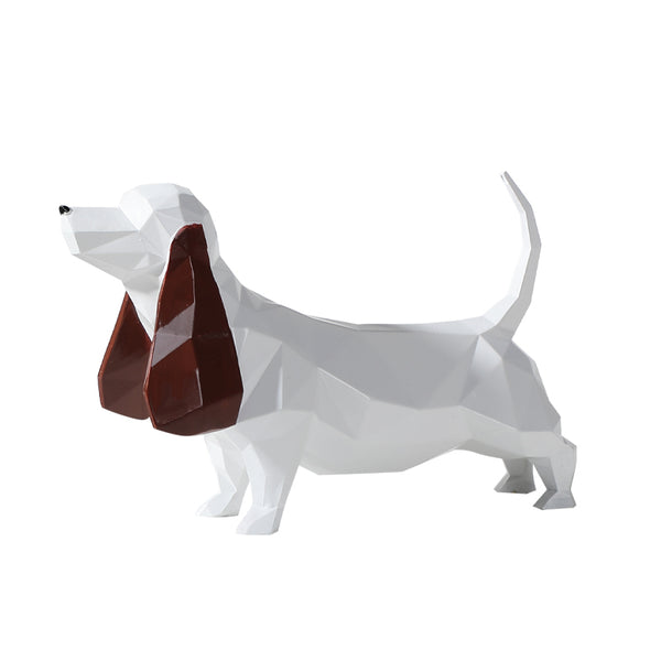 Viviendo Resin Pixel Dog Abstract Art Sculpture Canine figurine sculpture - White and Brown