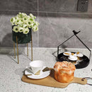 Viviendo Premium Marble Stone Flower Vase with Gold Stand in White - Small