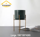 Viviendo Premium Marble Stone Flower Vase with Gold Stand in Emerald - Large