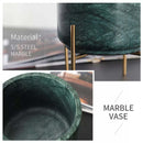 Viviendo Premium Marble Stone Flower Vase with Gold Stand in White - Small