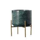 Viviendo Premium Marble Stone Flower Vase with Gold Stand in White - Small