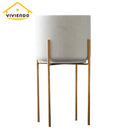 Viviendo Premium Marble Stone Flower Vase with Gold Stand in White - Large