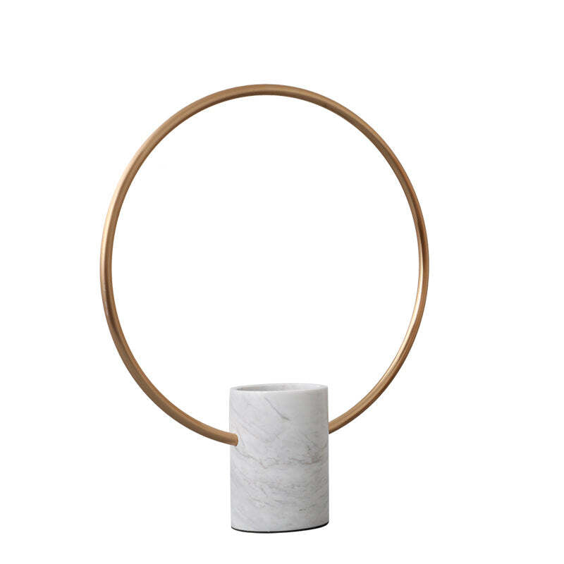 Viviendo Marble Stone & Iron Floral Encirclement Flower Vase Ornament - Small