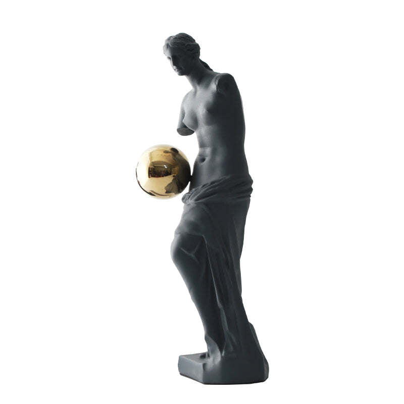 Viviendo Statue of Venus Art Sculpture with Golden Globe in Resin & Stainless Steel - Large