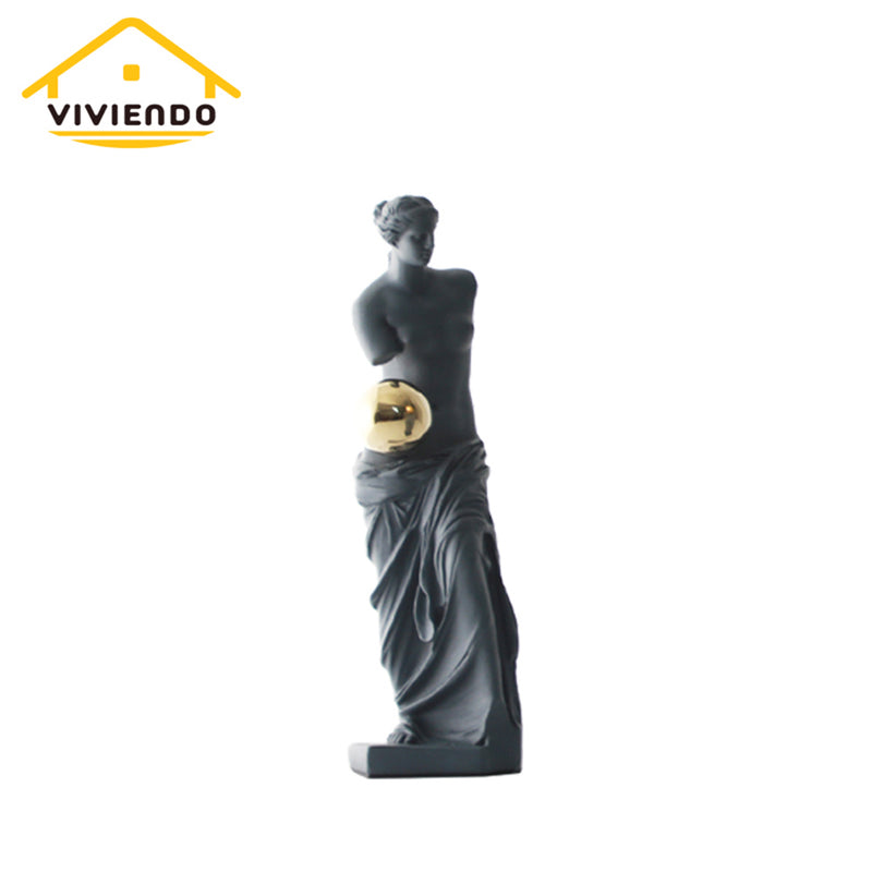 Viviendo Statue of Venus Art Sculpture with Golden Globe in Resin & Stainless Steel - Large
