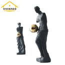 Viviendo Statue of Venus Art Sculpture with Golden Globe in Resin & Stainless Steel - Large