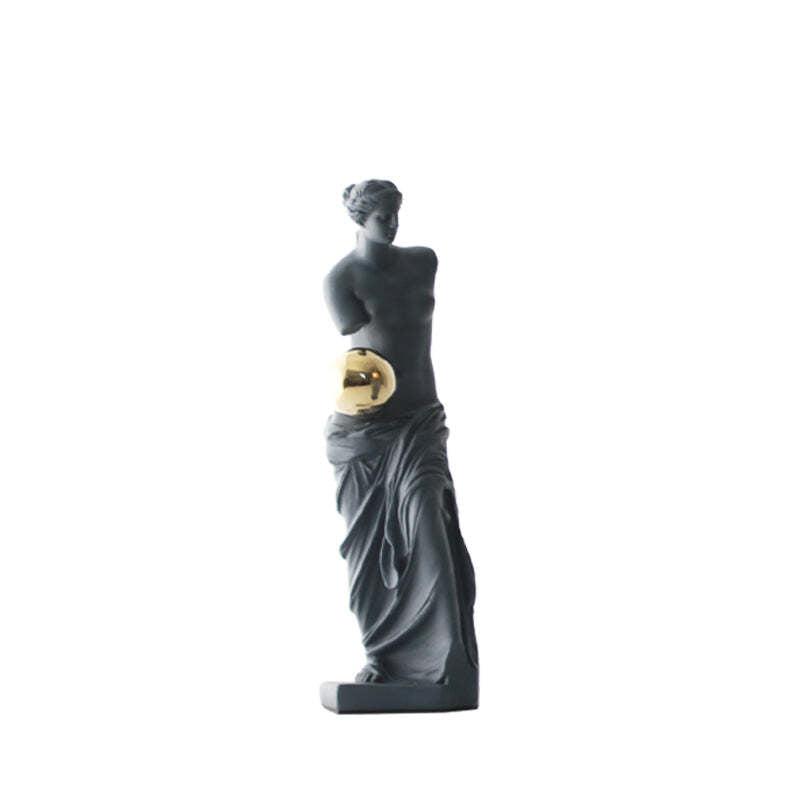 Viviendo Statue of Venus Art Sculpture with Golden Globe in Resin & Stainless Steel - Regular