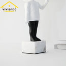 Viviendo Child With Balloon Statue Ornament in Marble Stone, Resin & Stainless Steel